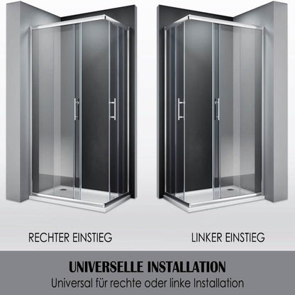 SONNI Mamparas de Ducha Rectangular con 2 Hojas Fijas y 2 Hojas Correderas Vidrio Templado 5mm Perfil Aluminio altura 185 cm