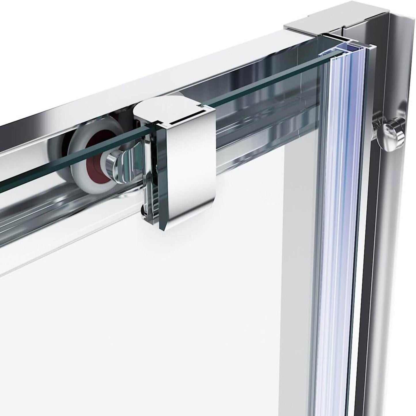 SONNI Puerta corredera de ducha  mampara de ducha de cristal, altura de 185 cm, cristal transparente