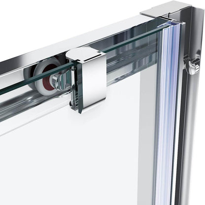 SONNI Puerta corredera de ducha  mampara de ducha de cristal, altura de 185 cm, cristal transparente