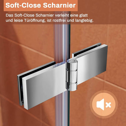 SONNI Cabina de ducha con bisagras, entrada esquina, mampara de ducha con barra sin marcosin plato de ducha