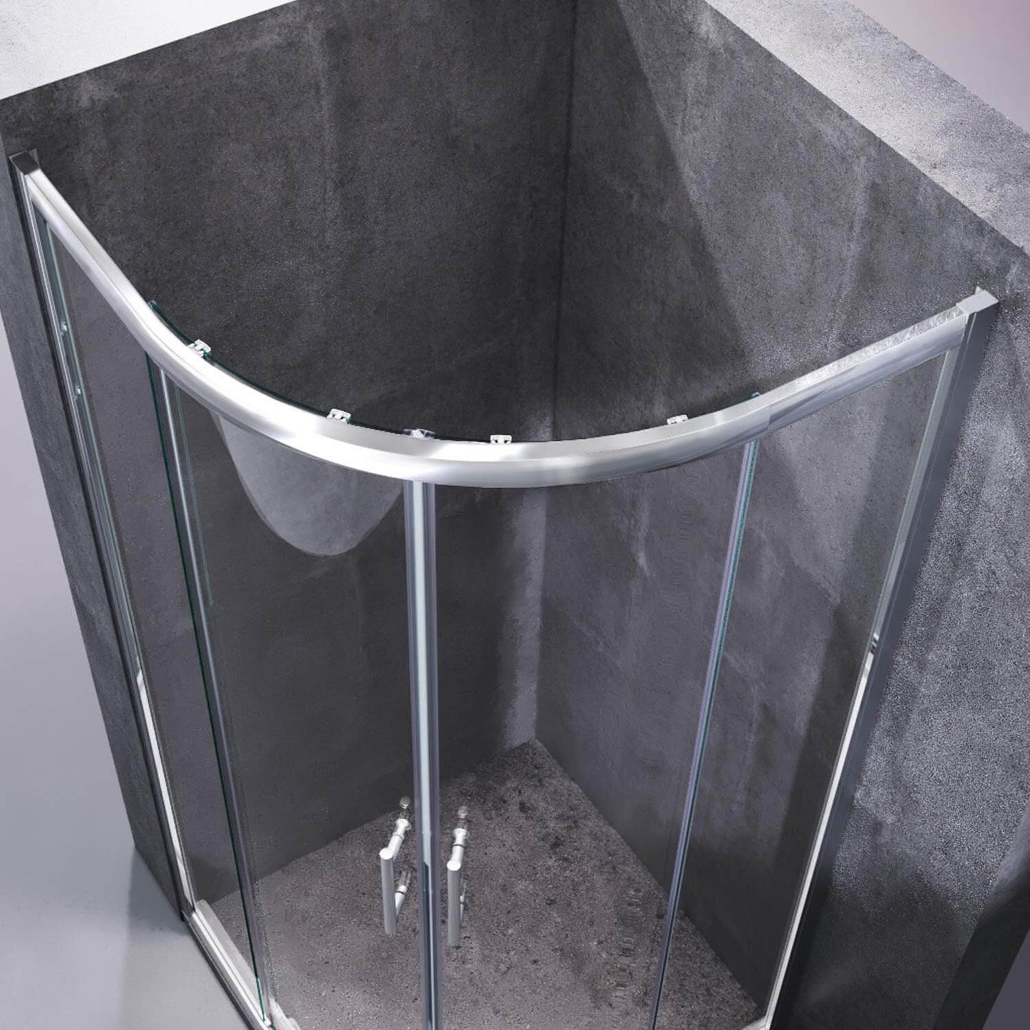 SONNI Cabina de ducha redonda de entrada esquinera, puerta corredera, ducha de cuarto de círculo