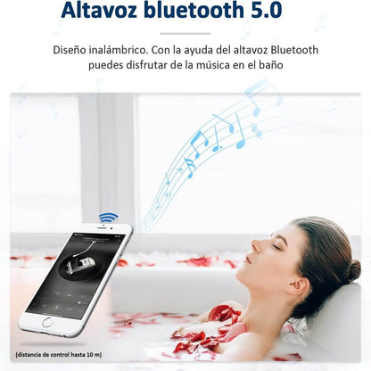 SONNI Espejo Baño con Luz Bluetooth 5.0 y Antivaho 120x70 cm Espejo de Baño con Luz LED Interruptor Táctil,con Reloj/Indicador de Temperatura,IP65