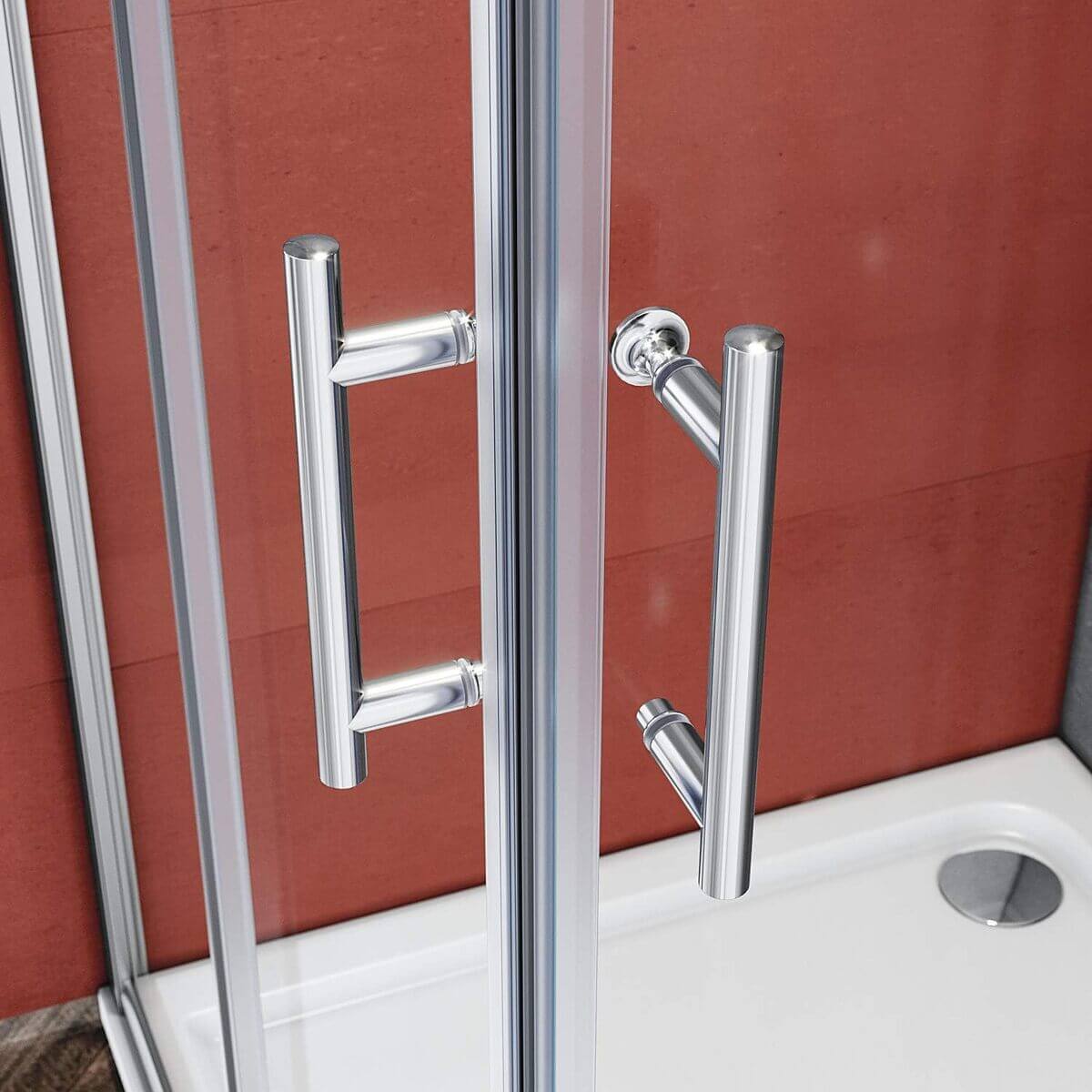 SONNI Mamparas de Ducha Rectangular con 2 Hojas Fijas y 2 Hojas Correderas Vidrio Templado 5mm Perfil Aluminio altura 185 cm