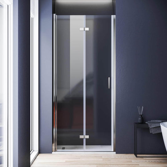 Sonni Mamparas de Ducha Frontales Puerta Plegable Cristal ESG Templado de 6mm con Recubrimiento Nano
