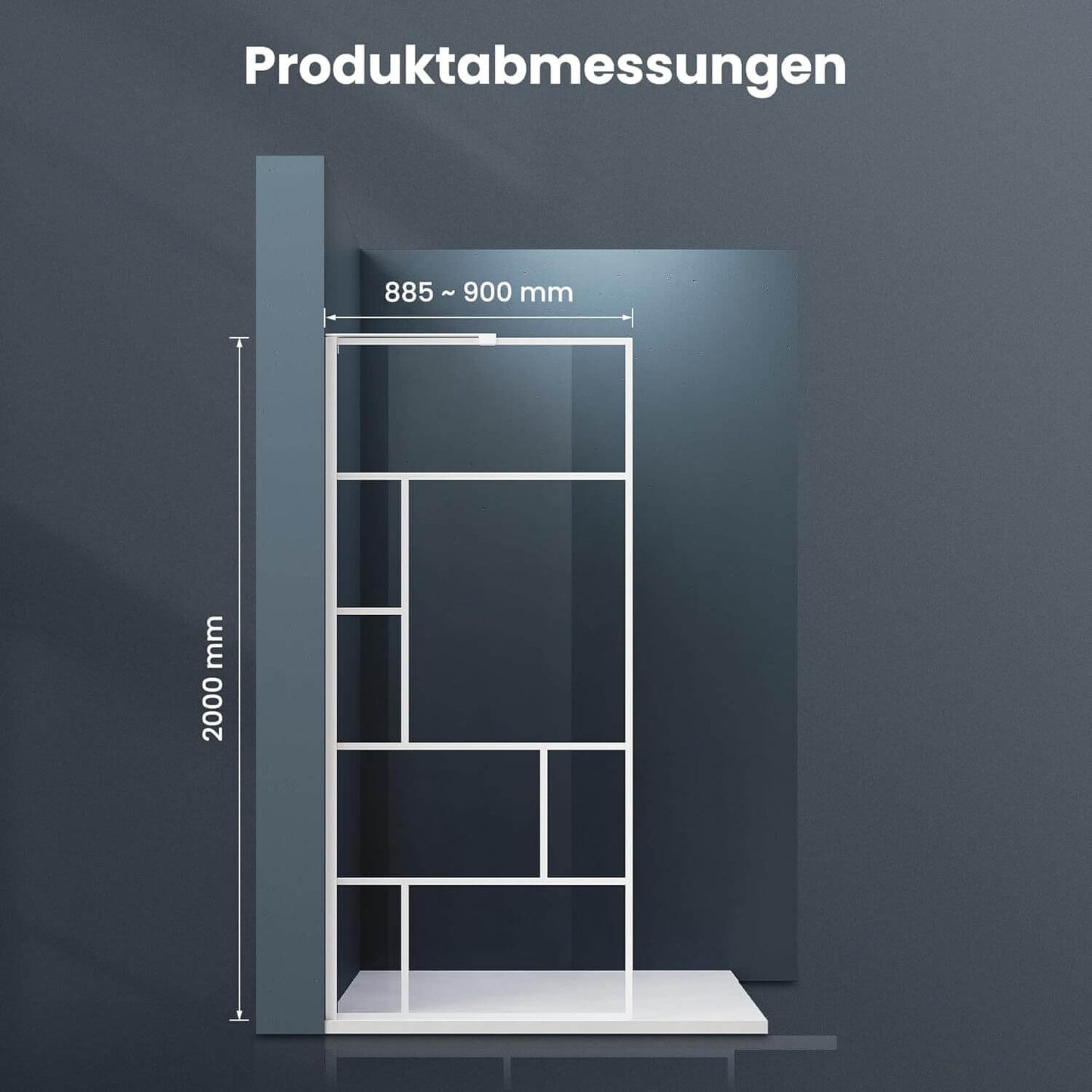 SONNI Mampara de ducha de marco blanco, acero inoxidable, soporte en forma de L, ancho ajustable, 6 mm, vidrio templado nano, montaje a izquierda o derecha