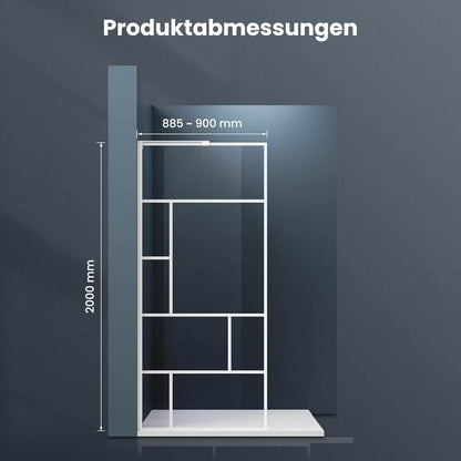 SONNI Mampara de ducha de marco blanco, acero inoxidable, soporte en forma de L, ancho ajustable, 6 mm, vidrio templado nano, montaje a izquierda o derecha