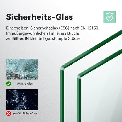 SONNI Mampara de ducha de color negro diseño de Walk In de 8 mm, cristal de seguridad, ESG con estabilizador, montaje en tazas de ducha o suelo