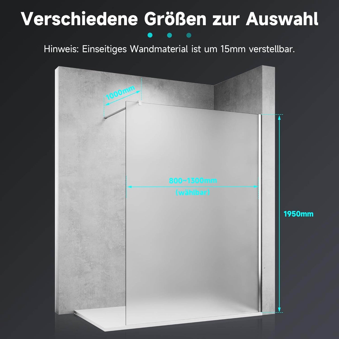 SONNI Mampara de ducha Walk en cristal Nano de 8 mm de 80-140 cm