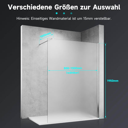 SONNI Mampara de ducha Walk en cristal Nano de 8 mm de 80-140 cm