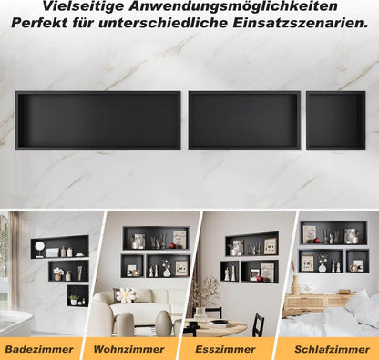 SONNI Ducha de pared de acero inoxidable, nicho de ducha integrado, estante individual almacenamiento para baño, resistente al agua, no requiere azulejos