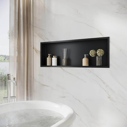 SONNI Ducha de pared de acero inoxidable, nicho de ducha integrado, estante individual almacenamiento para baño, resistente al agua, no requiere azulejos