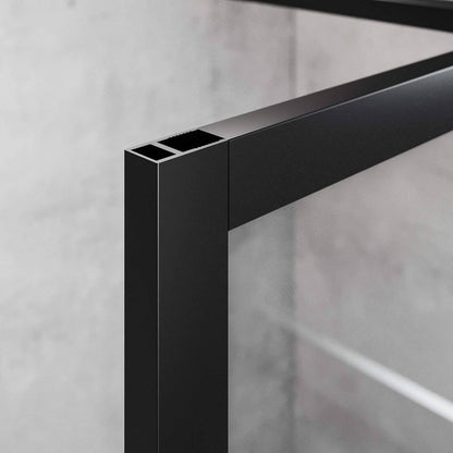 SONNI Mampara de ducha de color negro diseño de Walk In de 8 mm, cristal de seguridad, ESG con estabilizador, montaje en tazas de ducha o suelo