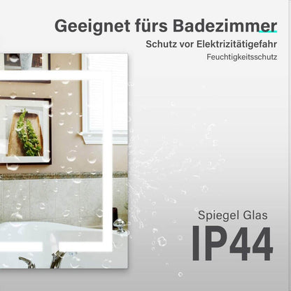 SONNI baño espejo LED espejo de baño con iluminación interruptor de pared 80x60cm