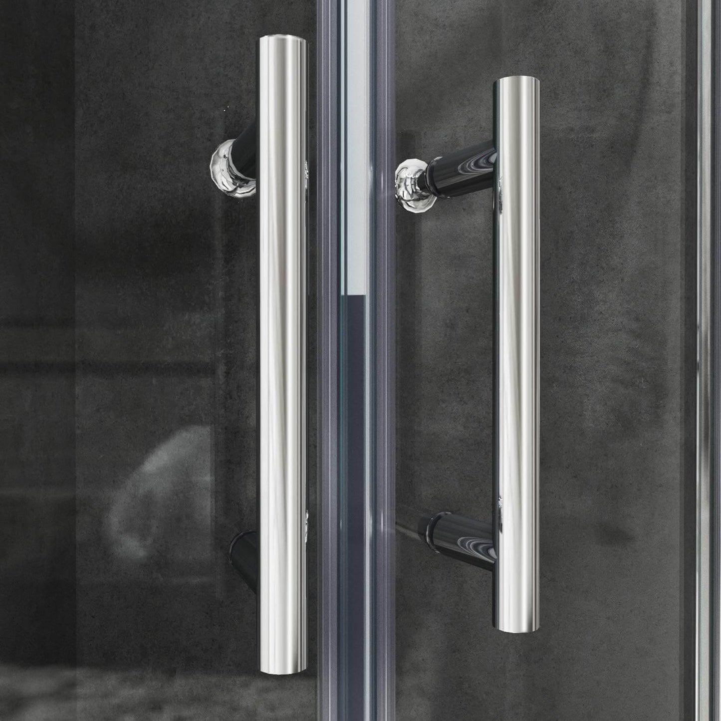 SONNI Cabina de ducha redonda de entrada esquinera, puerta corredera, ducha de cuarto de círculo