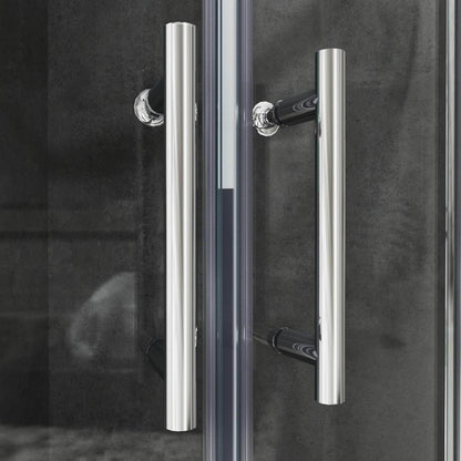 SONNI Cabina de ducha redonda de entrada esquinera, puerta corredera, ducha de cuarto de círculo