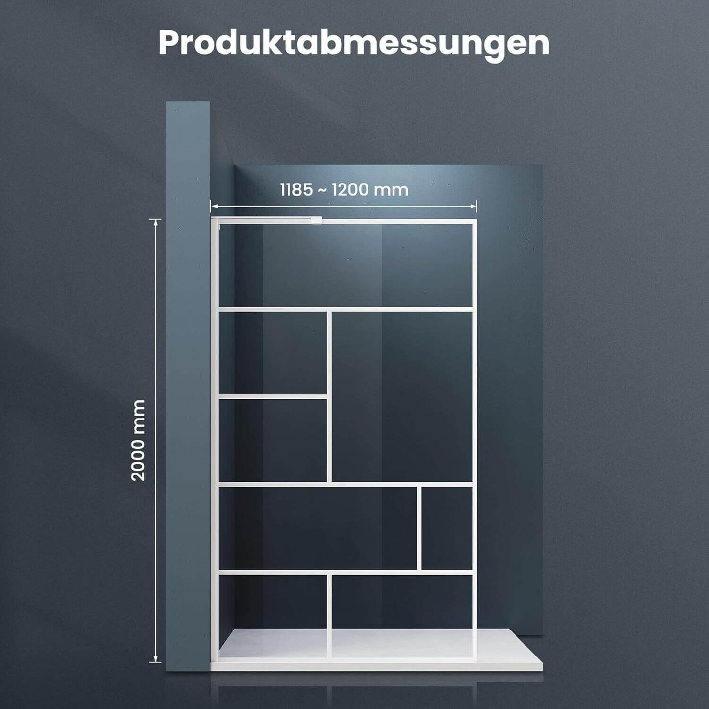 SONNI Mampara de ducha de marco blanco, acero inoxidable, soporte en forma de L, ancho ajustable, 6 mm, vidrio templado nano, montaje a izquierda o derecha