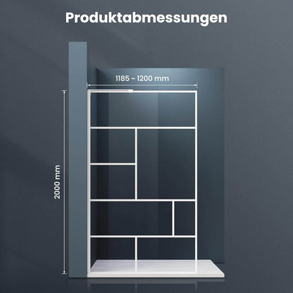 SONNI Mampara de ducha de marco blanco, acero inoxidable, soporte en forma de L, ancho ajustable, 6 mm, vidrio templado nano, montaje a izquierda o derecha