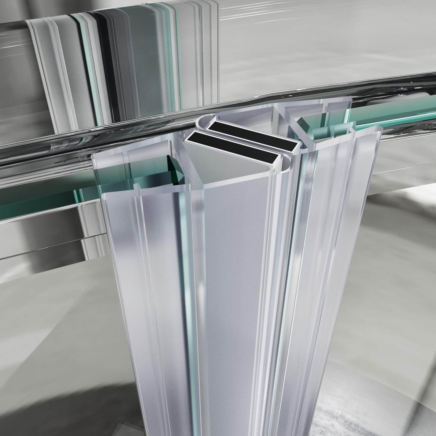 SONNI Cabina de ducha redonda de entrada esquinera, puerta corredera, ducha de cuarto de círculo