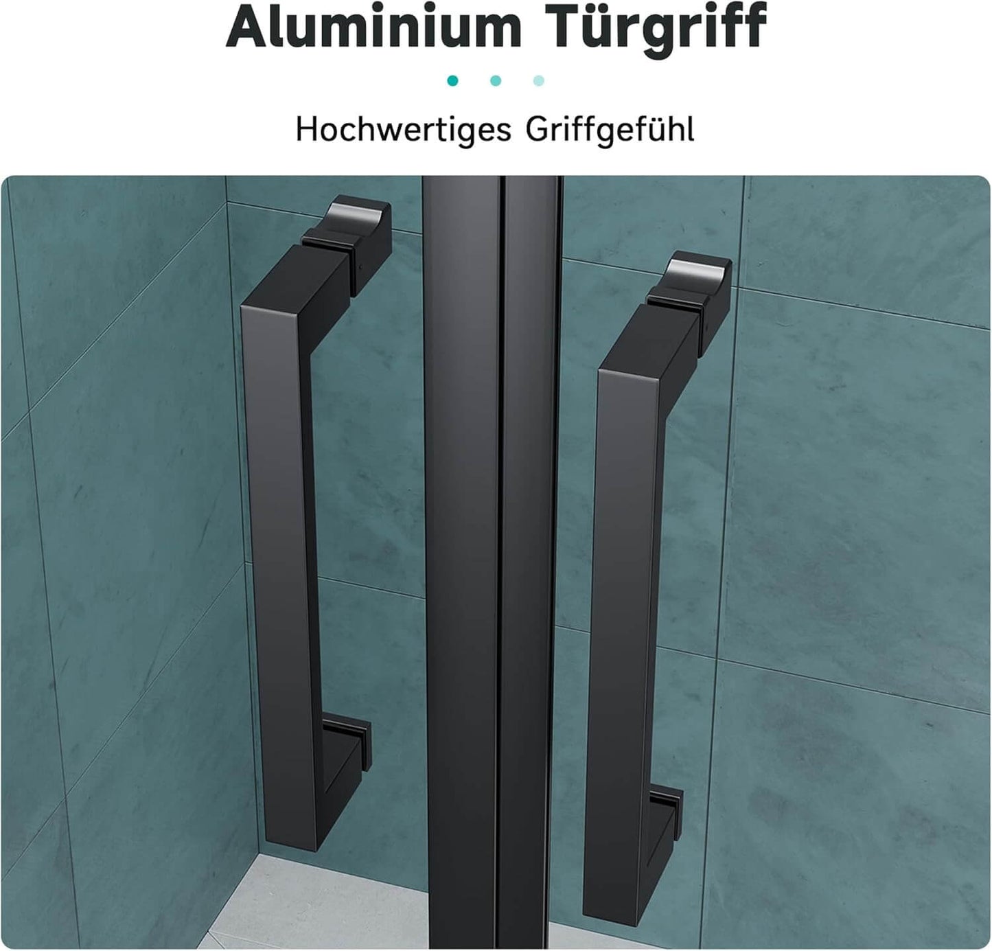 SONNI Puerta de ducha cristal templado, doble puerta corredera de cristal templado, rejilla negra mate, nanorecubrimiento de una cara, barra de sellado magnética