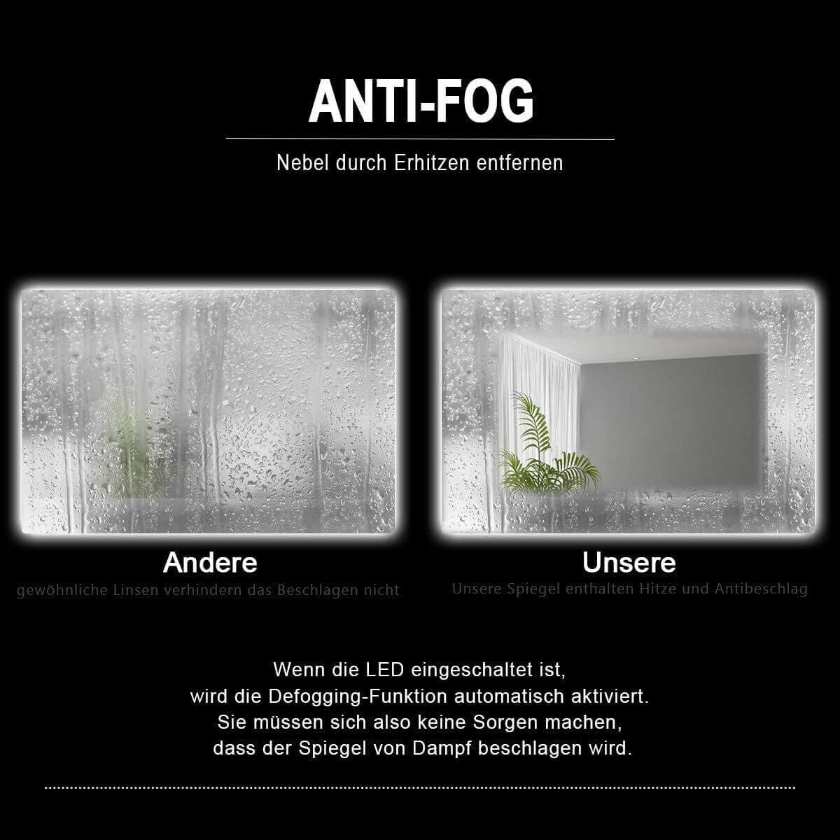 SONNI Espejo de Baño LED 100x60cm, Espejo con Iluminación Blanco Frío Función antiniebla, Espejo de Pared, Interruptor Táctil, Esquina Redonda