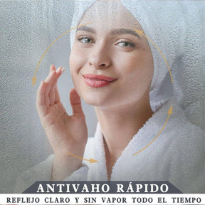 SONNI Espejo Baño con Luz Redondo 60 x 60 cm Espejo Baño LED Pared Antivaho Negro Interruptor Táctil con Cuerda Ajustable