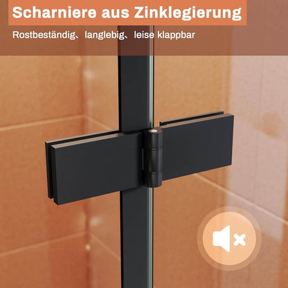 Sonni Cabina de ducha de color negro, 195 cm de altura, con puertas de péndulo de 6 mm, cristal Nano Esg, puerta con bisagras, sin marco