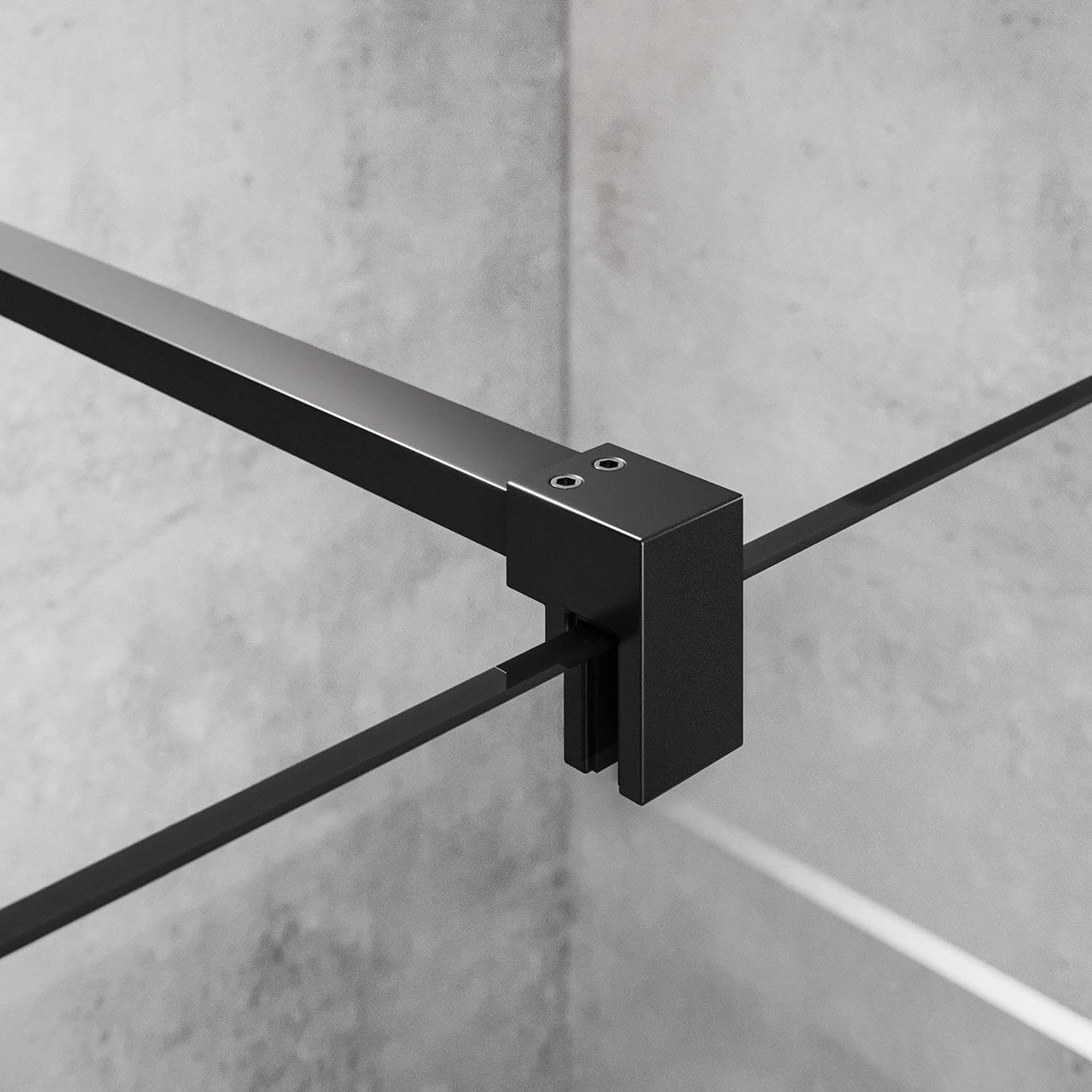 SONNI Mampara Ducha Fija  Mamparas de Ducha Frontales de Vidrio Templado 10mm con Barra Estabilizadora y Perfil Negro