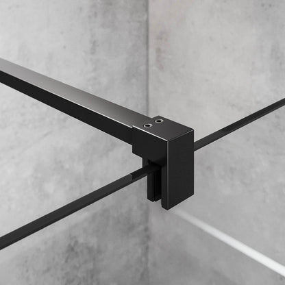 SONNI Mampara Ducha Fija  Mamparas de Ducha Frontales de Vidrio Templado 10mm con Barra Estabilizadora y Perfil Negro