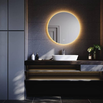 SONNI Espejo Baño con Luz Regulable 3 Colores Antivaho 60x60/ 80x80 cm Espejo Baño LED Redondo Pared con Interruptor Táctil IP65