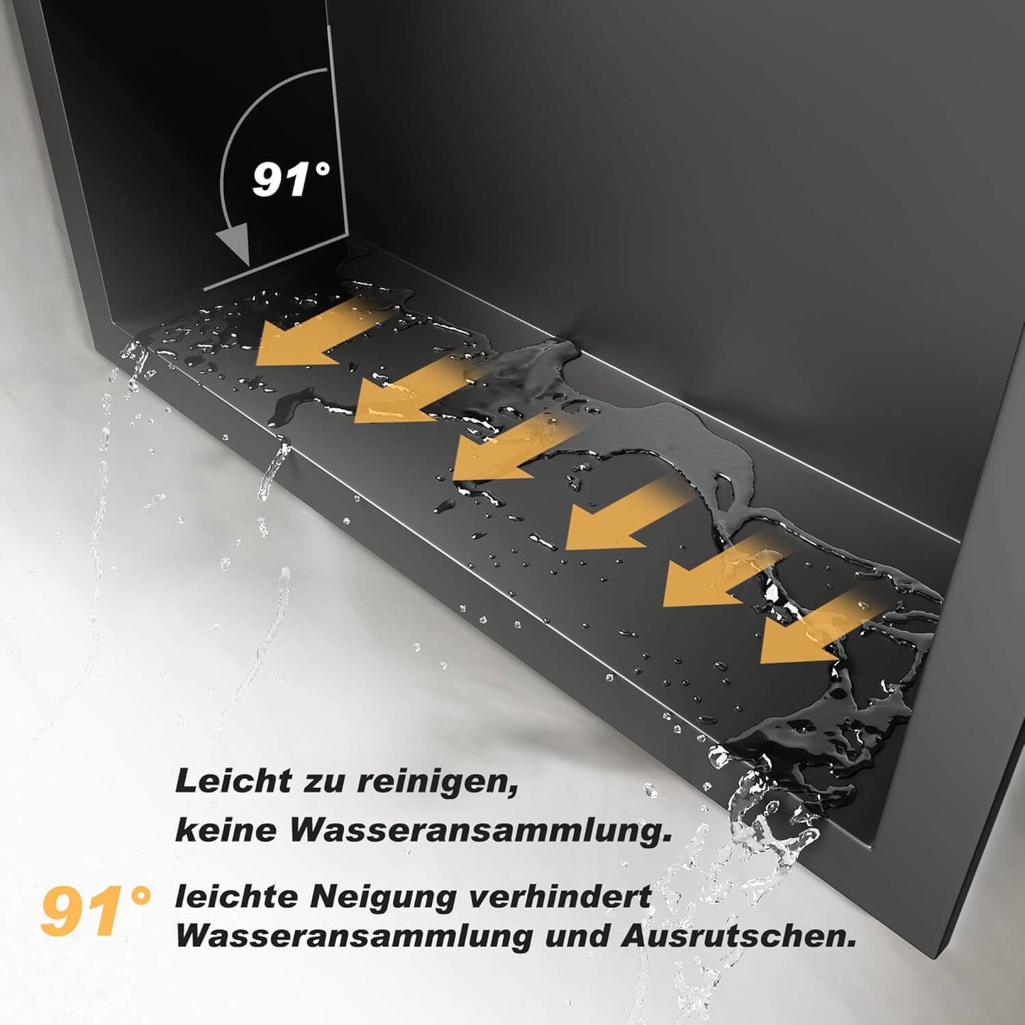 SONNI Ducha de pared de acero inoxidable, nicho de ducha integrado, estante individual almacenamiento para baño, resistente al agua, no requiere azulejos