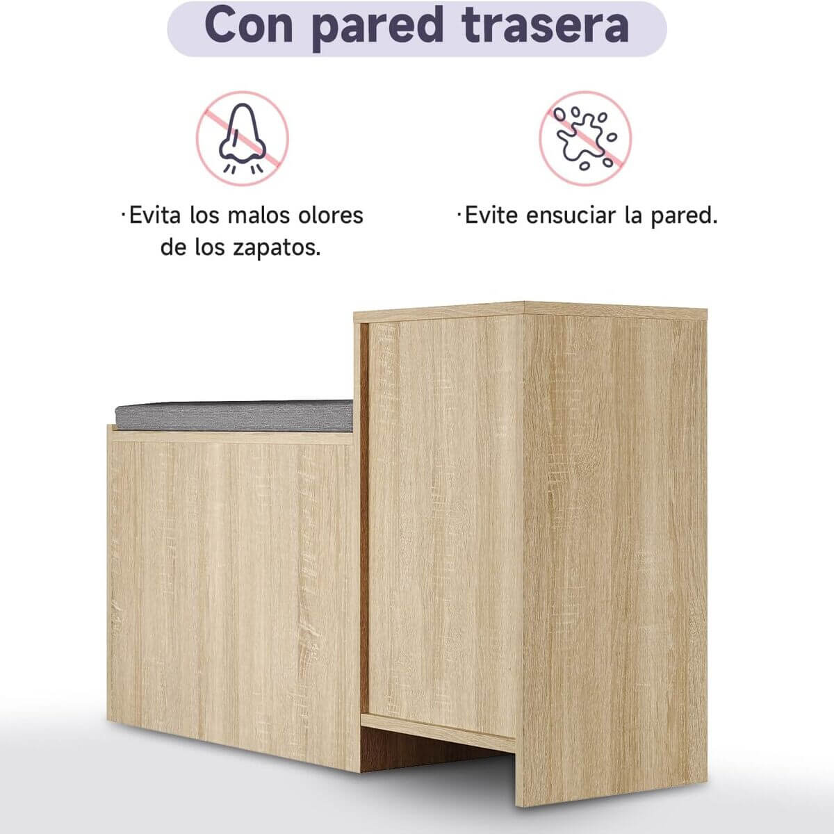 SONNI Banco Zapatero con Asiento Mueble Zapatero Entrada Recibidor Madera Moderno 94.5x30x57cm