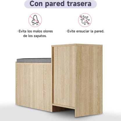 SONNI Banco Zapatero con Asiento Mueble Zapatero Entrada Recibidor Madera Moderno 94.5x30x57cm
