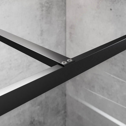 SONNI Mampara de ducha de color negro diseño de Walk In de 8 mm, cristal de seguridad, ESG con estabilizador, montaje en tazas de ducha o suelo