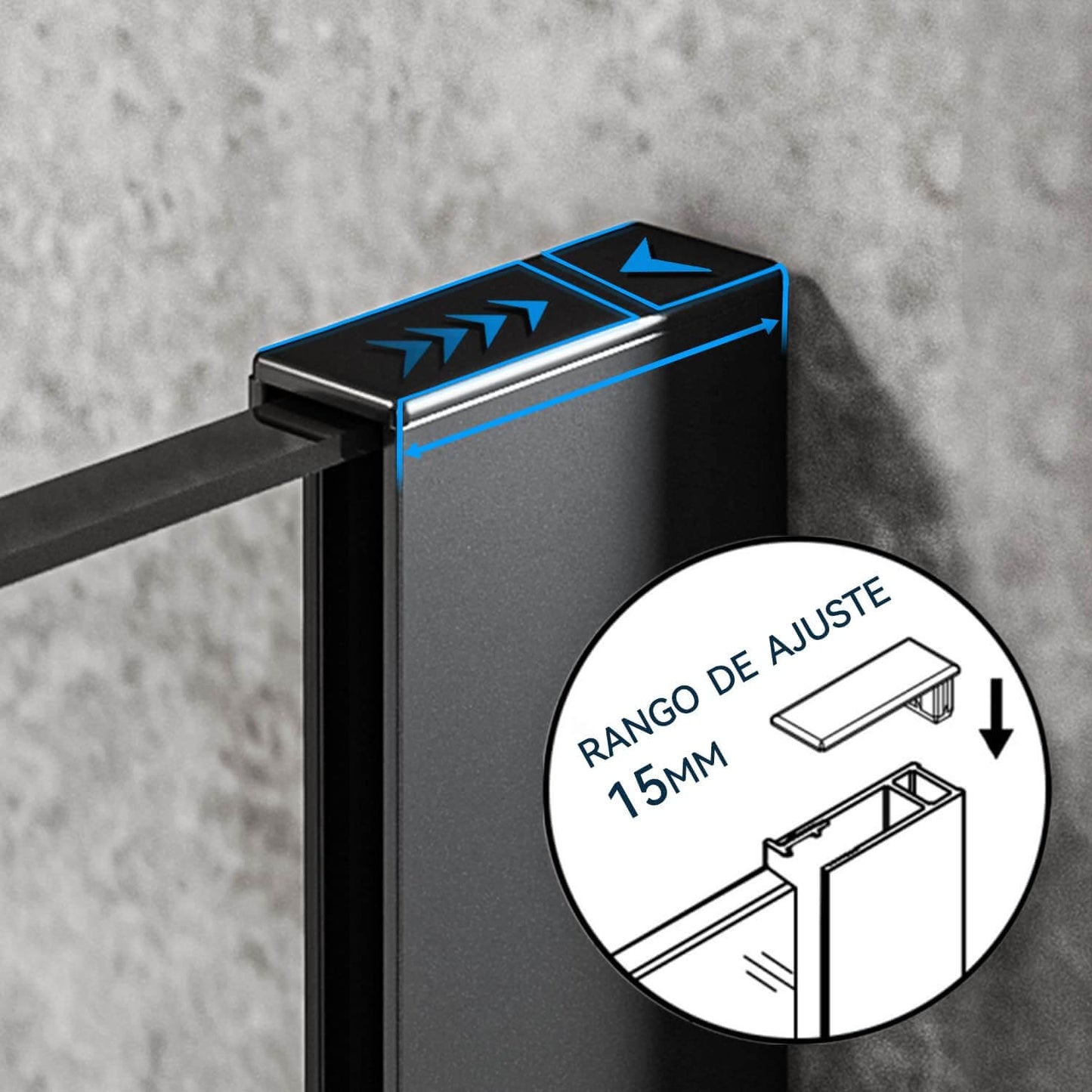 SONNI Mampara Ducha Fija  Mamparas de Ducha Frontales de Vidrio Templado 10mm con Barra Estabilizadora y Perfil Negro