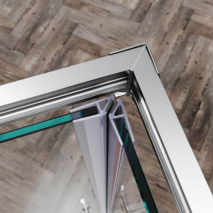 SONNI Mamparas de Ducha Rectangular con 2 Hojas Fijas y 2 Hojas Correderas Vidrio Templado 5mm Perfil Aluminio altura 185 cm