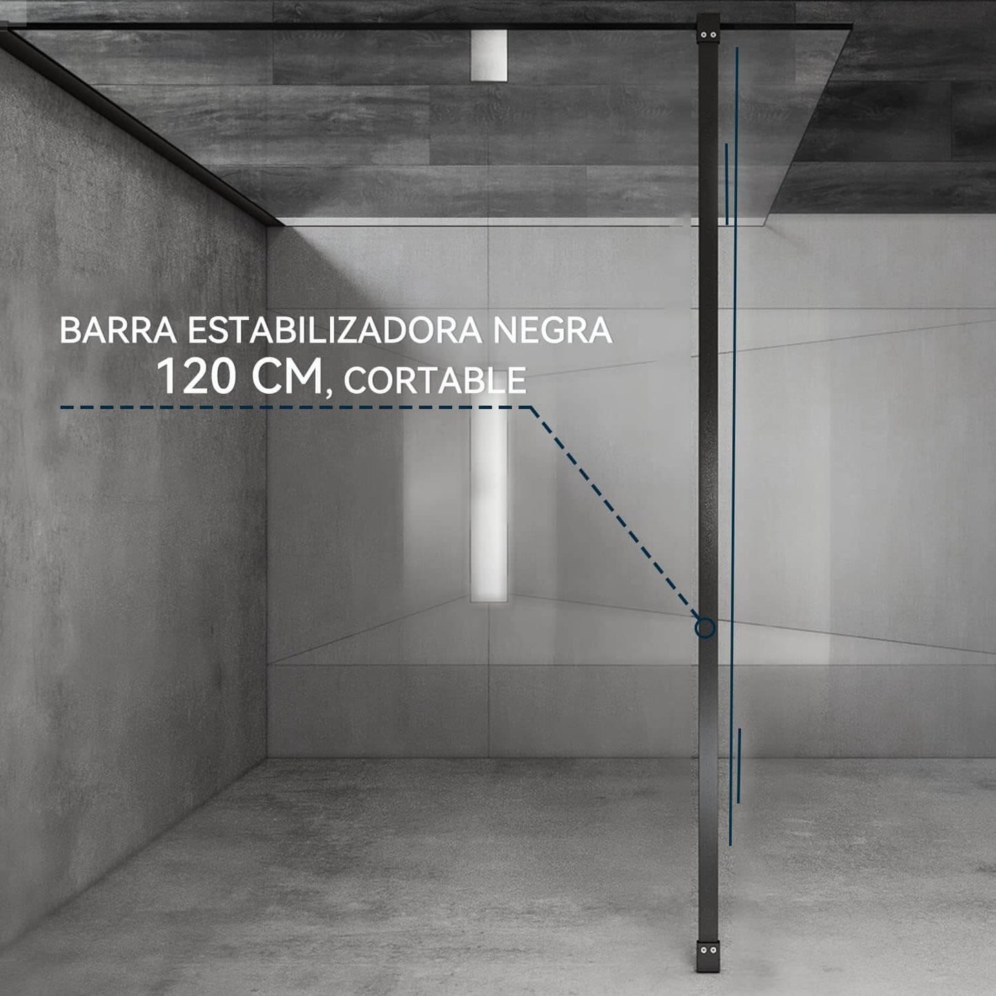 SONNI Mampara Ducha Fija  Mamparas de Ducha Frontales de Vidrio Templado 10mm con Barra Estabilizadora y Perfil Negro