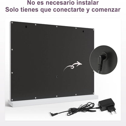 SONNI Espejo Maquillaje con Luz - Espejo Tocador 15 Bombillas LED,Dimmables 3 Colores de Luz,Control Táctil,Espejo con Luz para Maquillaje,58 x 46 cm