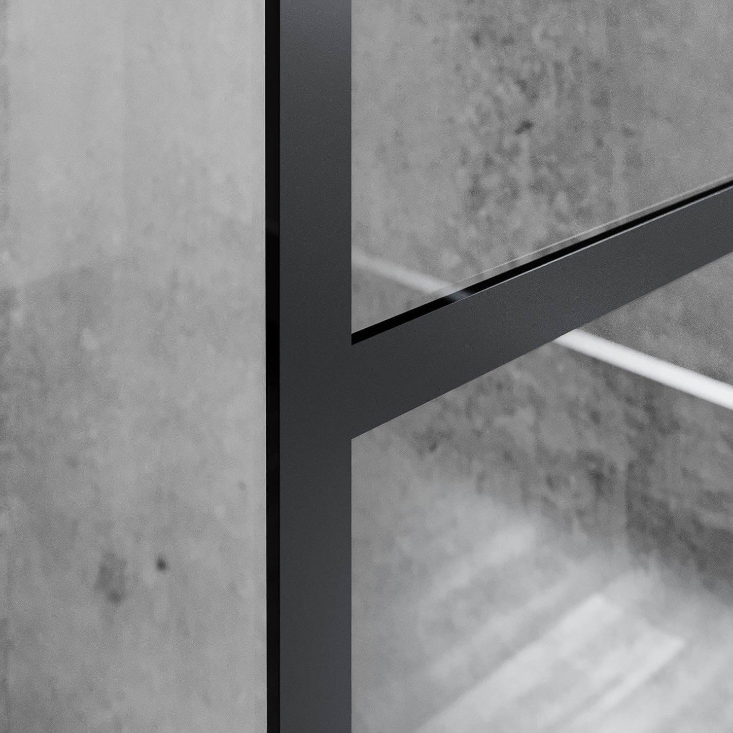 SONNI Mampara de ducha de color negro diseño de Walk In de 8 mm, cristal de seguridad, ESG con estabilizador, montaje en tazas de ducha o suelo