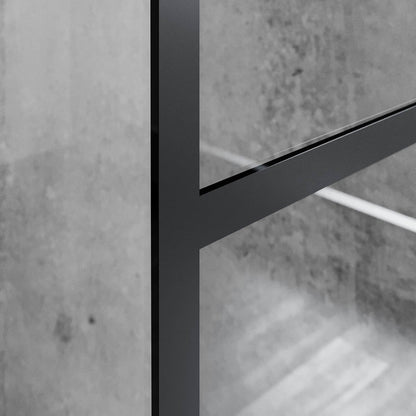 SONNI Mampara de ducha de color negro diseño de Walk In de 8 mm, cristal de seguridad, ESG con estabilizador, montaje en tazas de ducha o suelo