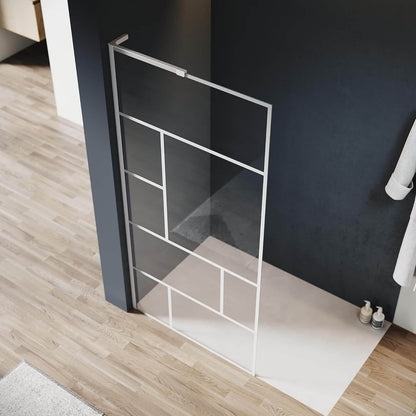 SONNI Mampara de ducha de marco blanco, acero inoxidable, soporte en forma de L, ancho ajustable, 6 mm, vidrio templado nano, montaje a izquierda o derecha