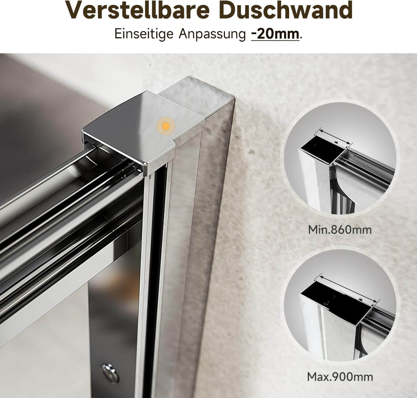 SONNI Cabina de ducha con puerta plegable y pared lateral