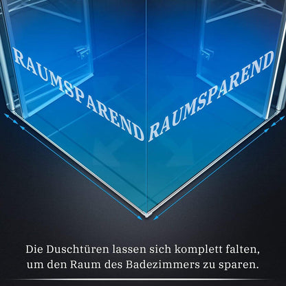 SONNI Cabina de ducha de puerta plegable por ambos lados, puerta de ducha plegable de cristal Nano doble puerta de ducha altura 195 cm puerta giratoria