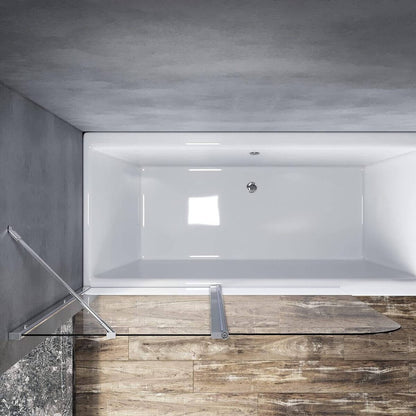 SONNI Mampara Bañera Plegable 120 x 140 cm Cristal Templado 6mm Mamparas de Bañera Abatible 2 Hojas con Barra Estabilizadora y Perfil Aluminio