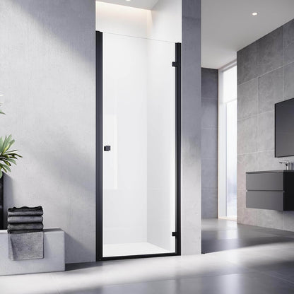 SONNI Puerta de ducha Puerta de ducha Puerta de ducha Negro 6 mm Vidrio templado Barra de protección al agua Atracción magnética