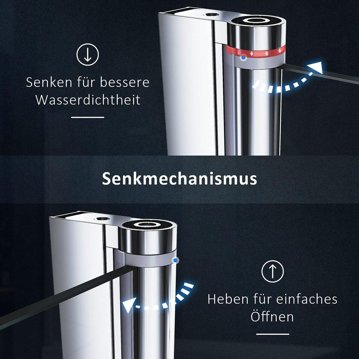 SONNI Cabina de ducha de puerta plegable por ambos lados, puerta de ducha plegable de cristal Nano doble puerta de ducha altura 195 cm puerta giratoria