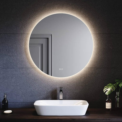 SONNI Espejo Baño con Luz Regulable 3 Colores Antivaho 60x60/ 80x80 cm Espejo Baño LED Redondo Pared con Interruptor Táctil IP65