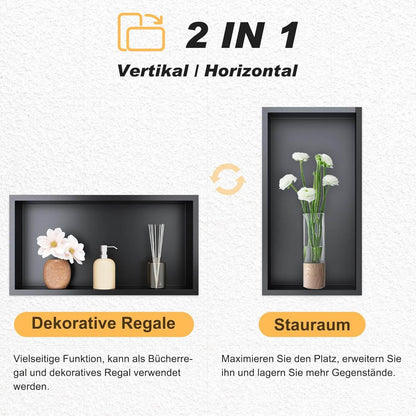 SONNI Ducha de pared de acero inoxidable, nicho de ducha integrado, estante individual almacenamiento para baño, resistente al agua, no requiere azulejos