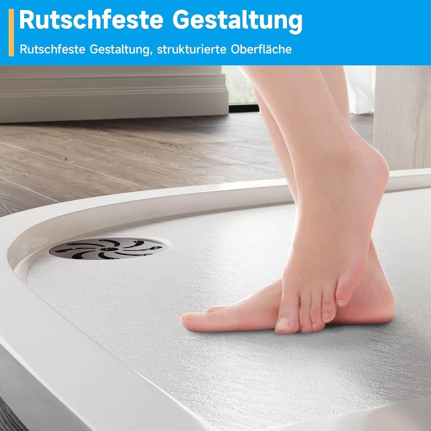 SONNI Plato de ducha ovalado de perfil bajo, con radio de 550 mm, extraplano, SMC, incluye desagüe