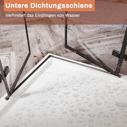 Sonni Cabina de ducha de color negro, 195 cm de altura, con puertas de péndulo de 6 mm, cristal Nano Esg, puerta con bisagras, sin marco