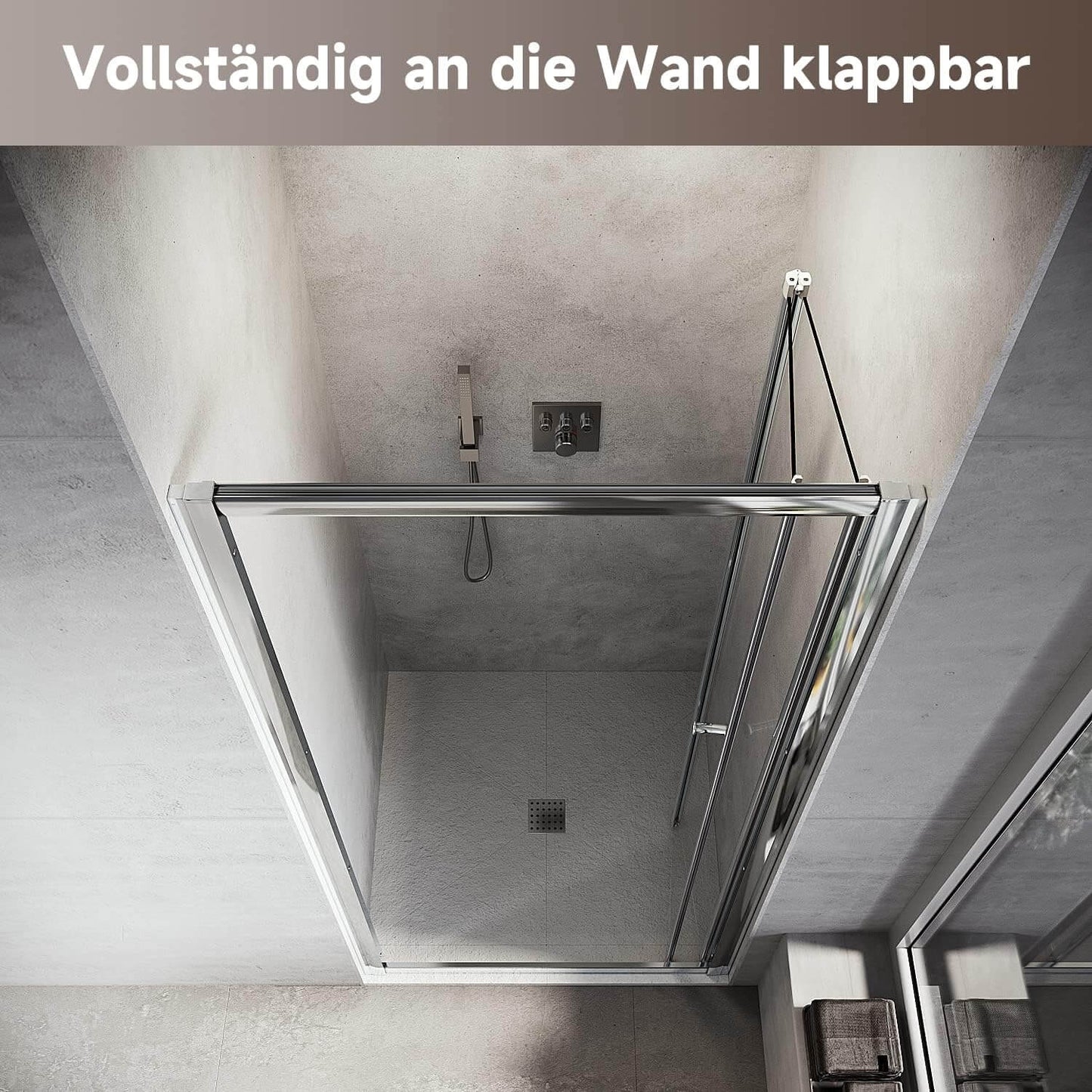 SONNI Cabina de ducha con puerta plegable y pared lateral